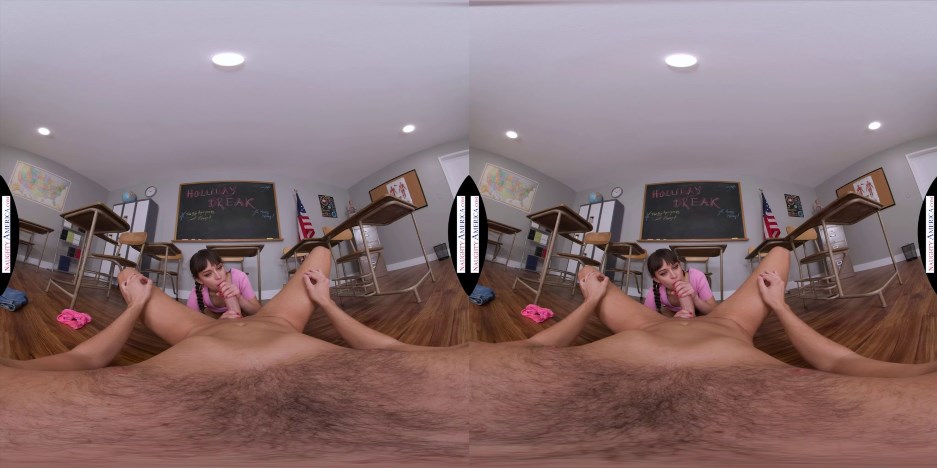 Naughty America VR with Aria Valencia in Horny fun-sized student Aria Valencia, some how manages to fit her professor's huge cock in her tight college pussy - VR